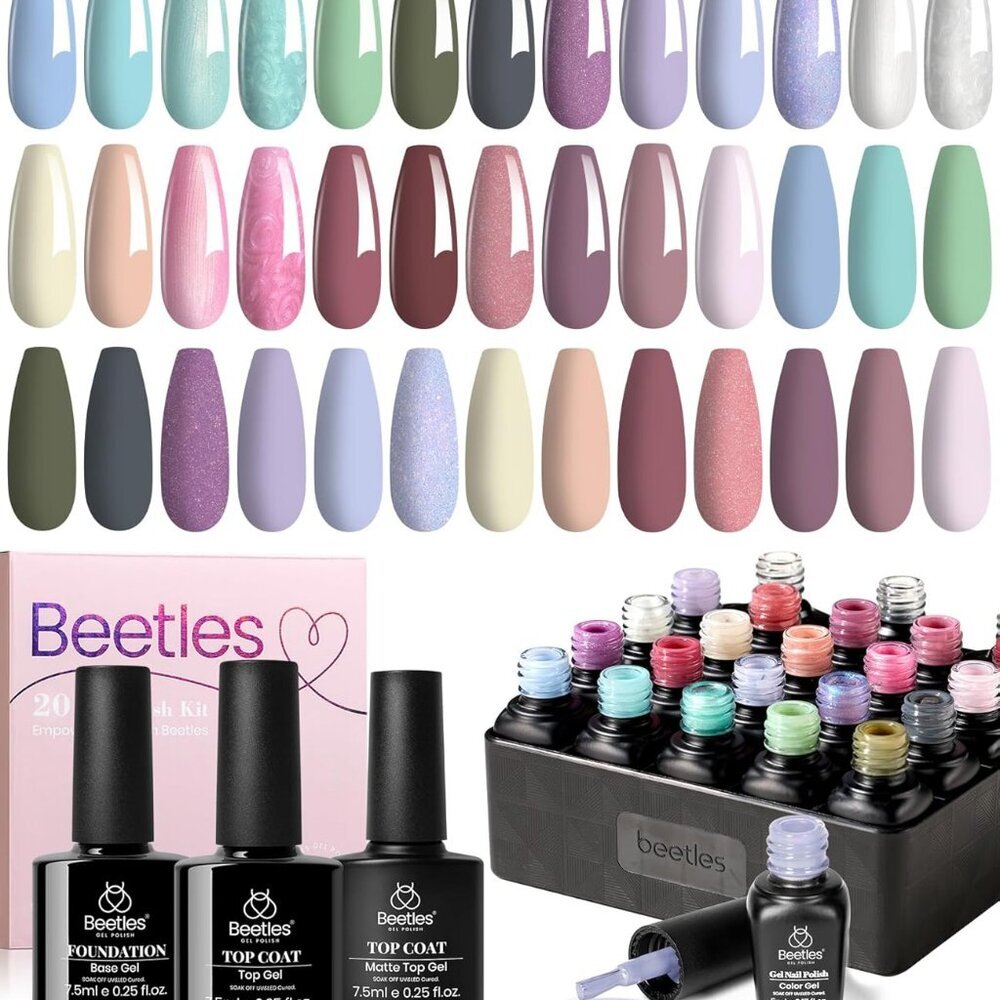 Beetles Neutral Gel Nail Polish Set Healing Elixir Gel Nail Polish Kit, 20 Col